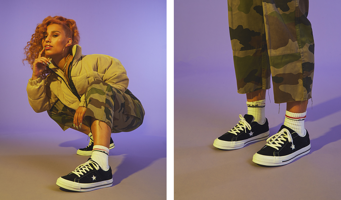 We get to know how Raye wears her Converse One Star