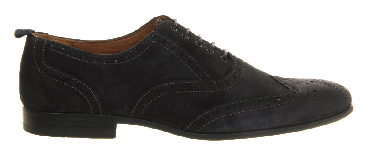 Ask the Missus Jungle Brogue Navy Suede - Smart