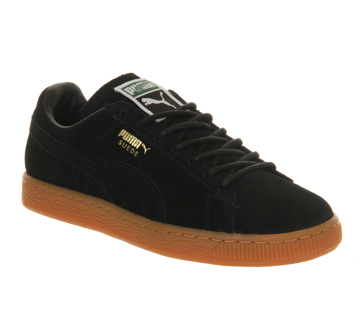 puma suede gum sole trainers in black