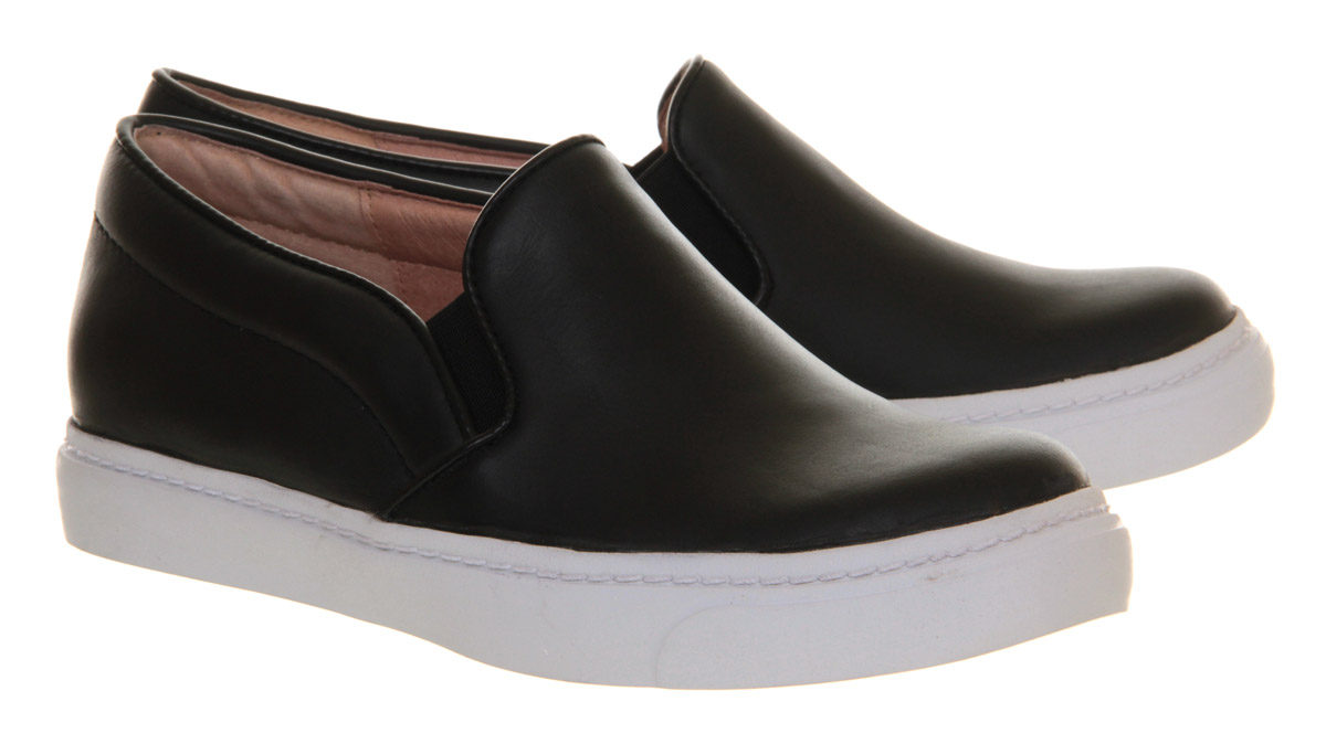 Jeffrey Campbell Alva Slip On Black Leather White Sole - Flat Shoes for ...