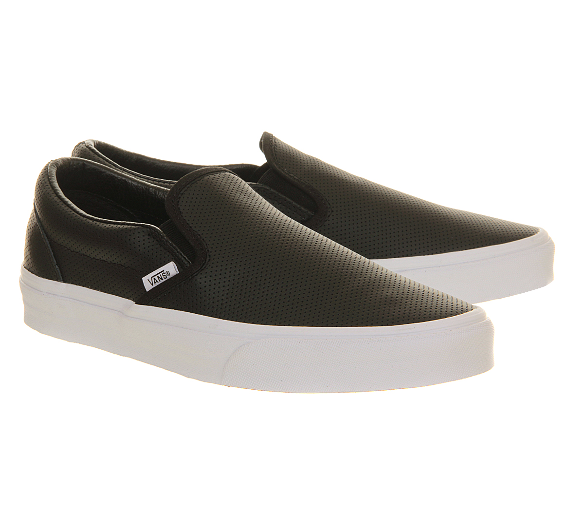 Vans Classic Slip On Shoes Black Perforated Leather - Unisex Sports