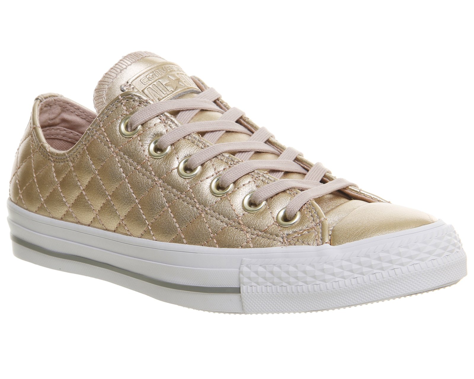 Converse All Star Low Leather Trainers Rose Gold Quilted - Hers trainers