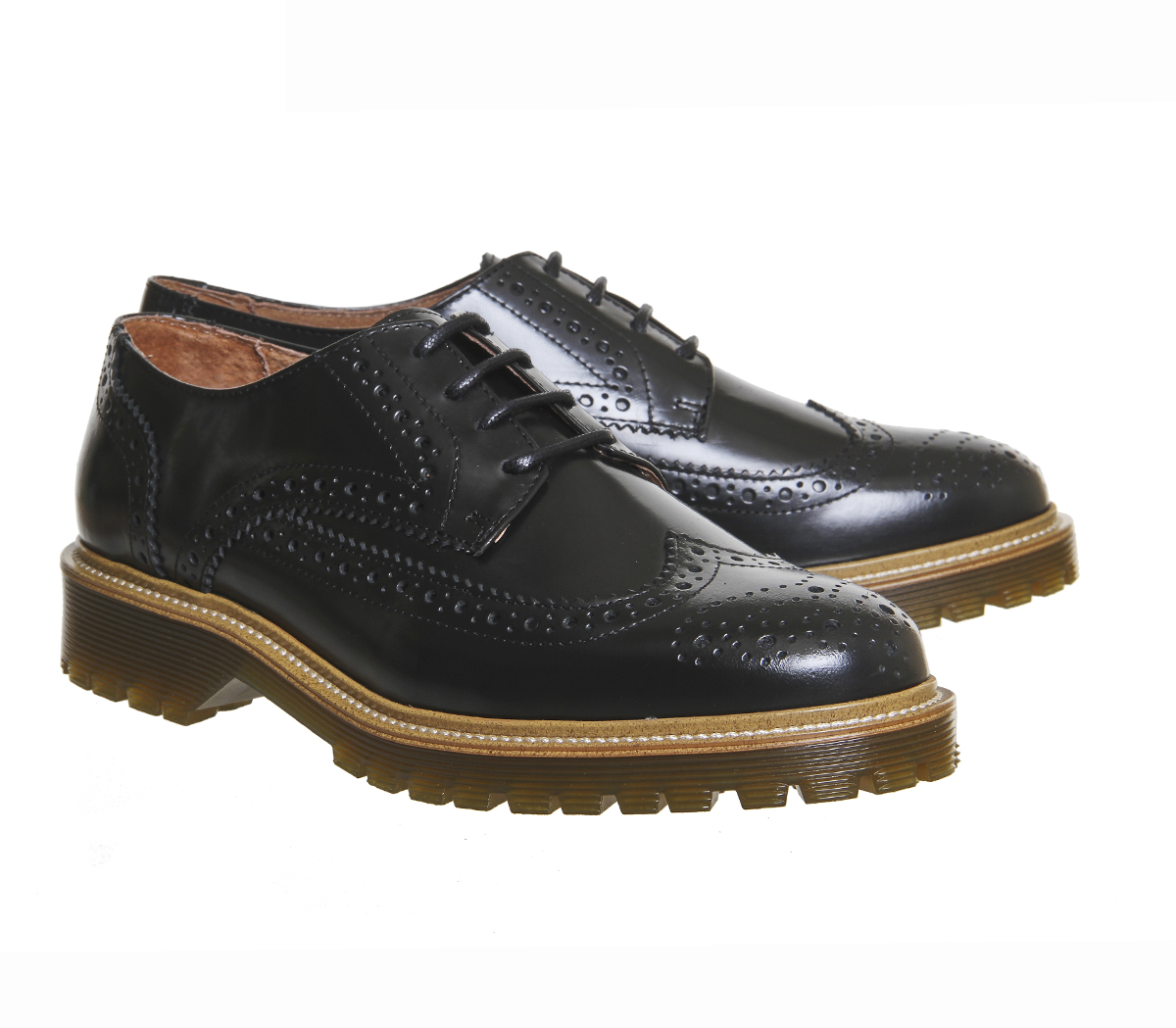 OFFICE Careless Brogue Lace Ups Black Box Leather - Men's Casual Shoes