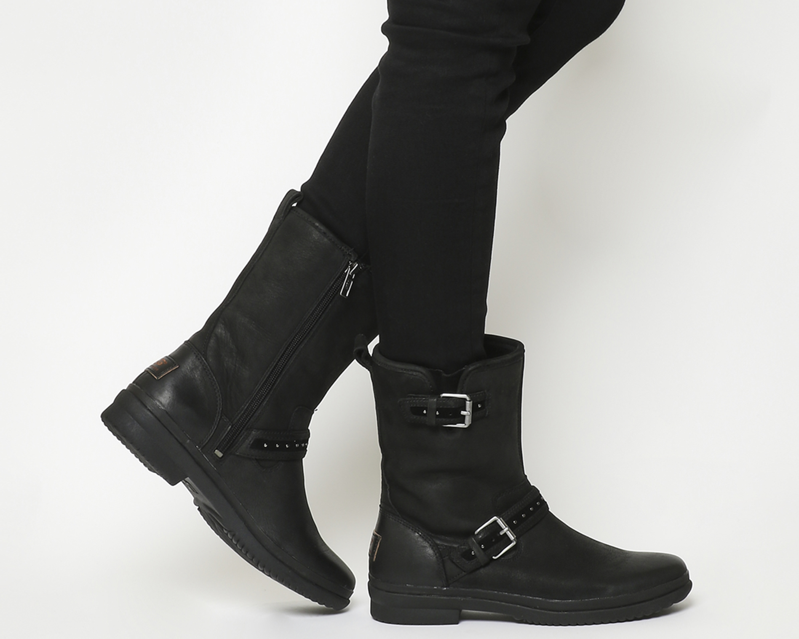 UGG Jenise Boots Black Leather - Women's Ankle Boots
