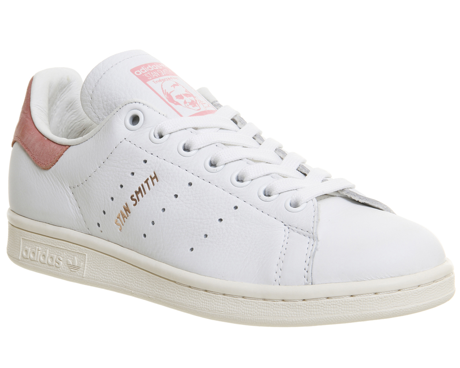 Mug Kvinde lomme Adidas Stan Smith J Leather Trainers In White Pink For