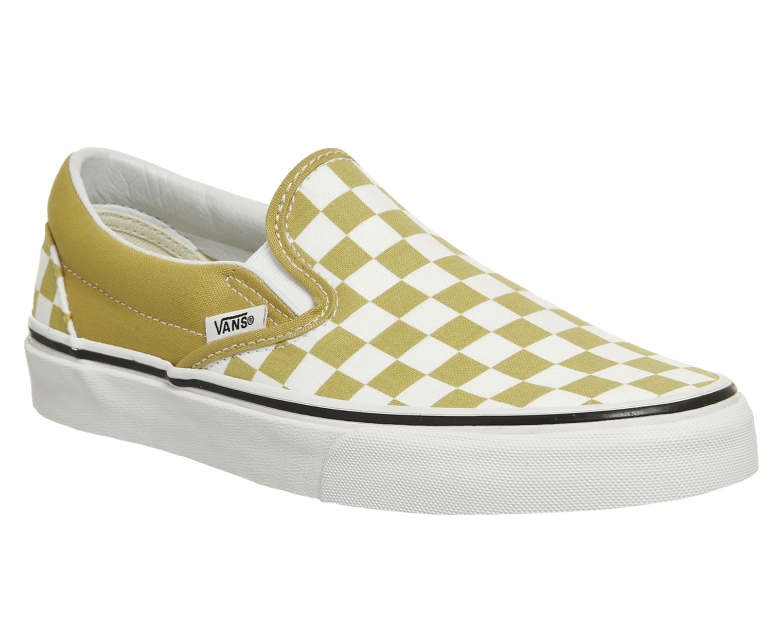vans checkerboard yellow slip on