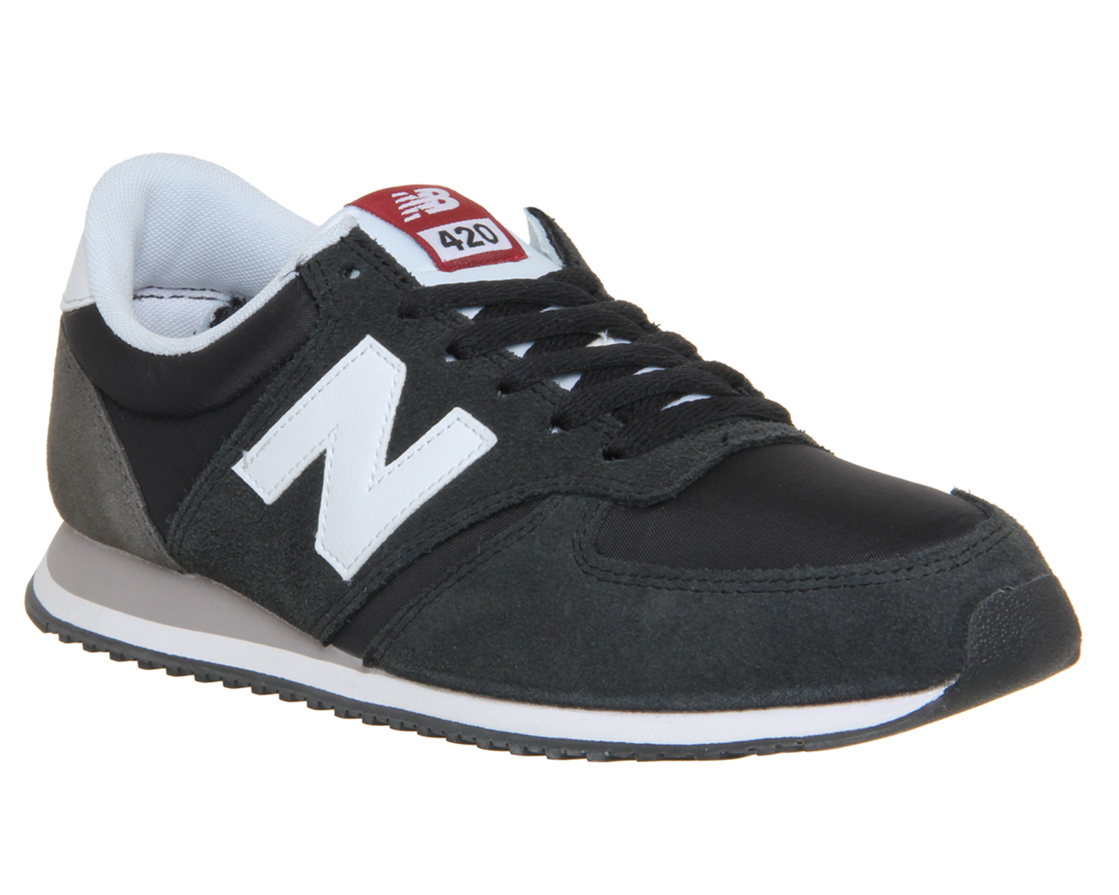 new balance 420 grey and black suede trainers