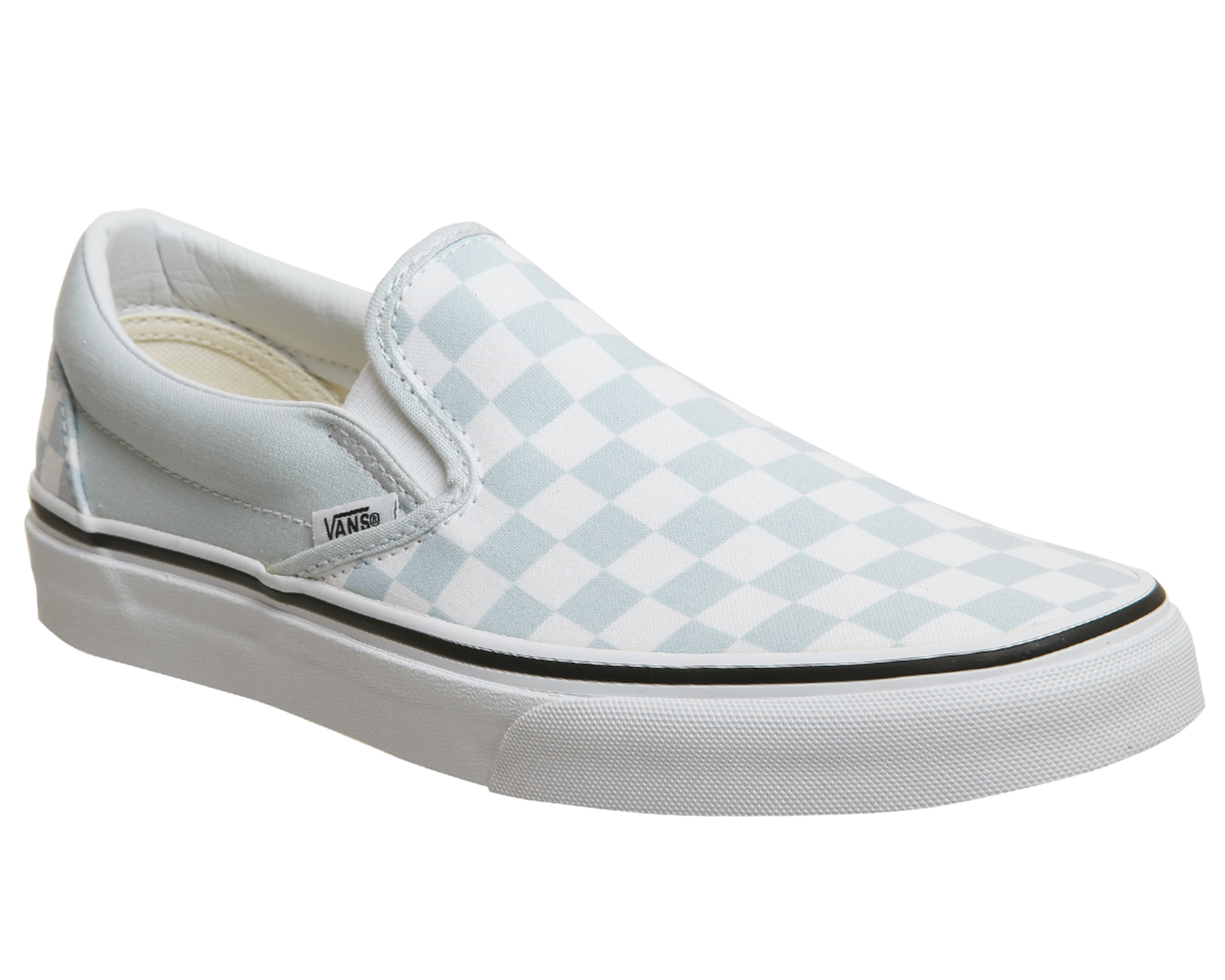 Vans Vans Classic Slip On Trainers Baby Blue White Checkerboard - Hers  trainers