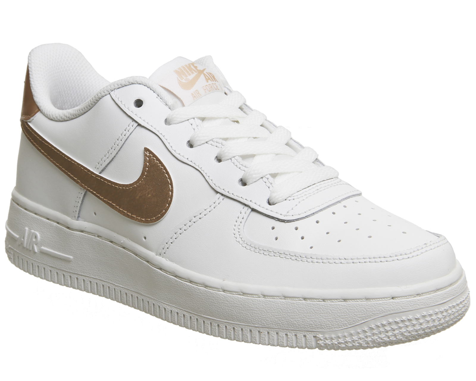 Nike Air Force 1 Trainers White Metallic Rose Gold - Hers trainers