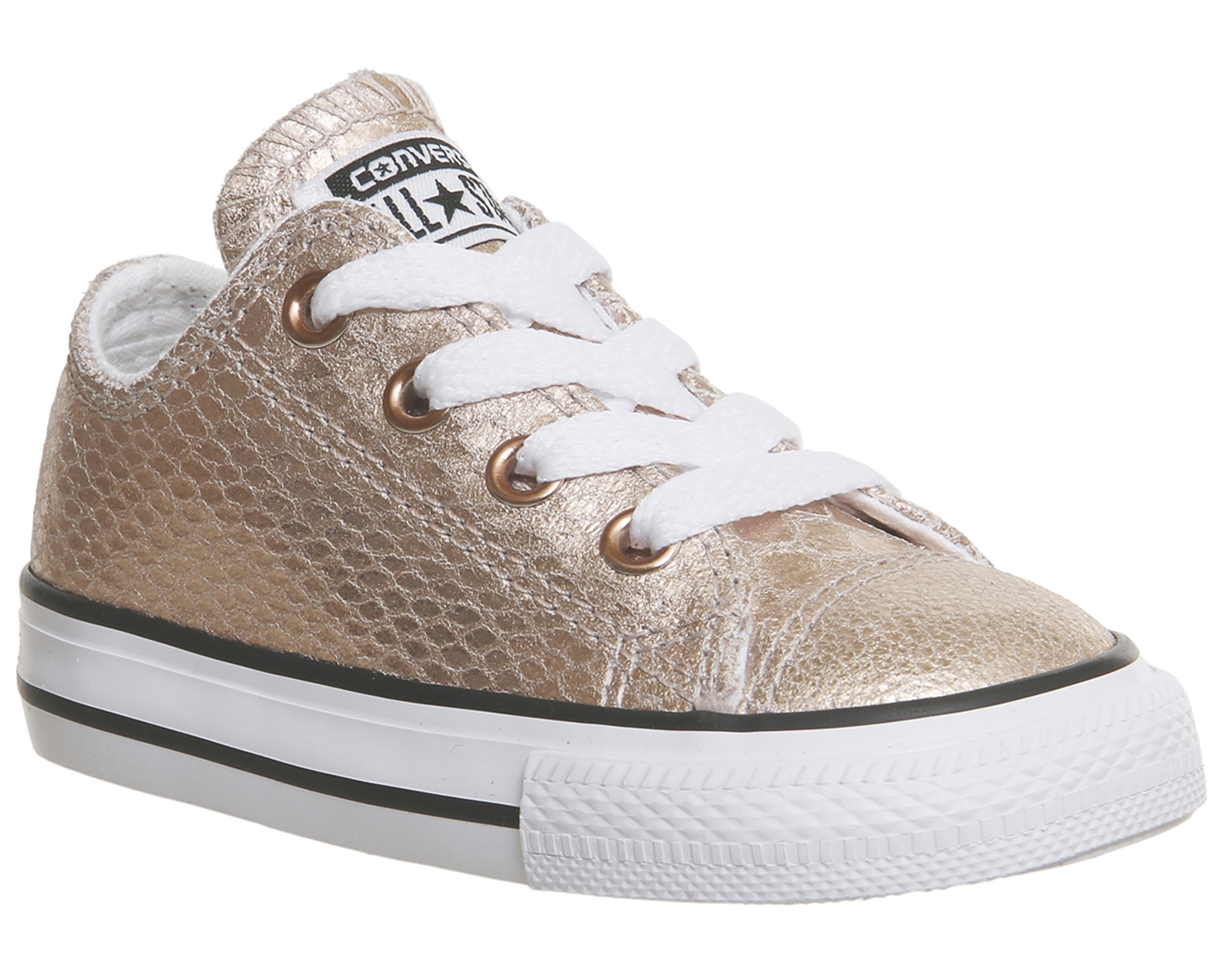 rose gold all star metallic leather ox trainers