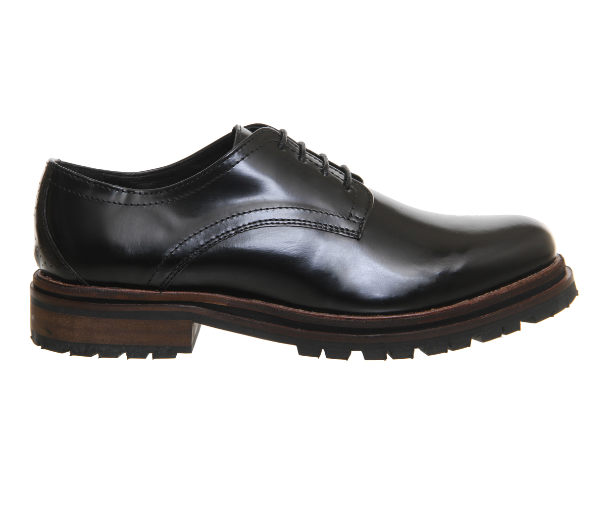 Hudson London Hollin Brogues Black Hi Shine Leather - Flat Shoes for Women